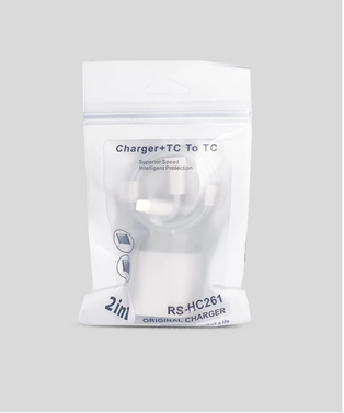 CHARGEUR IPHONE AVEC CABLE TYPE-C RS-HC261 SACHET BLANC